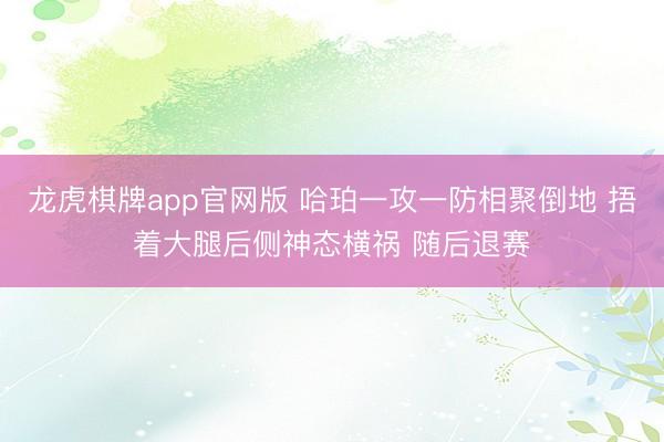 龙虎棋牌app官网版 哈珀一攻一防相聚倒地 捂着大腿后侧神态横祸 随后退赛